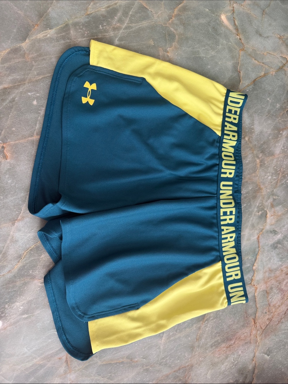 Under Armour Teal with Yellow Trim Women's Running Shorts